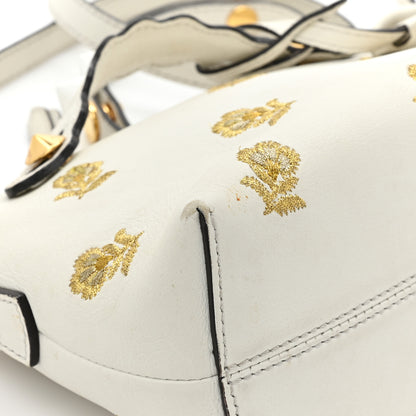 Fendi Vitello Dolce Lurex Floral Embroidered Studded Mini By The Way Boston Bag White 11 of 15