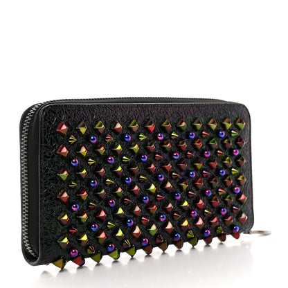 Christian Louboutin Metallic Patent Spikes Panettone Zip Around Wallet Black Multicolor Metal 3 of 6