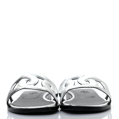 Hermes Metallic Nappa Omaha Sandals 36 Argent 2 of 10