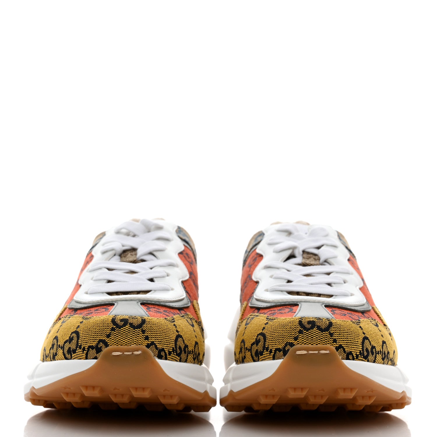Gucci Monogram Multicolor Demetra Womens Rhyton Sneakers 38 Yellow Blue Great White Tabasco 2 of 8