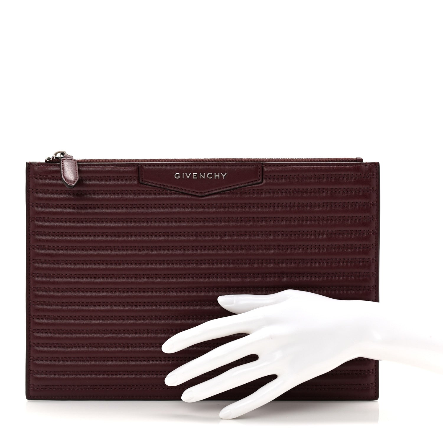 Givenchy Calfskin Stitched Antigona Pouch Burgundy 2 of 7