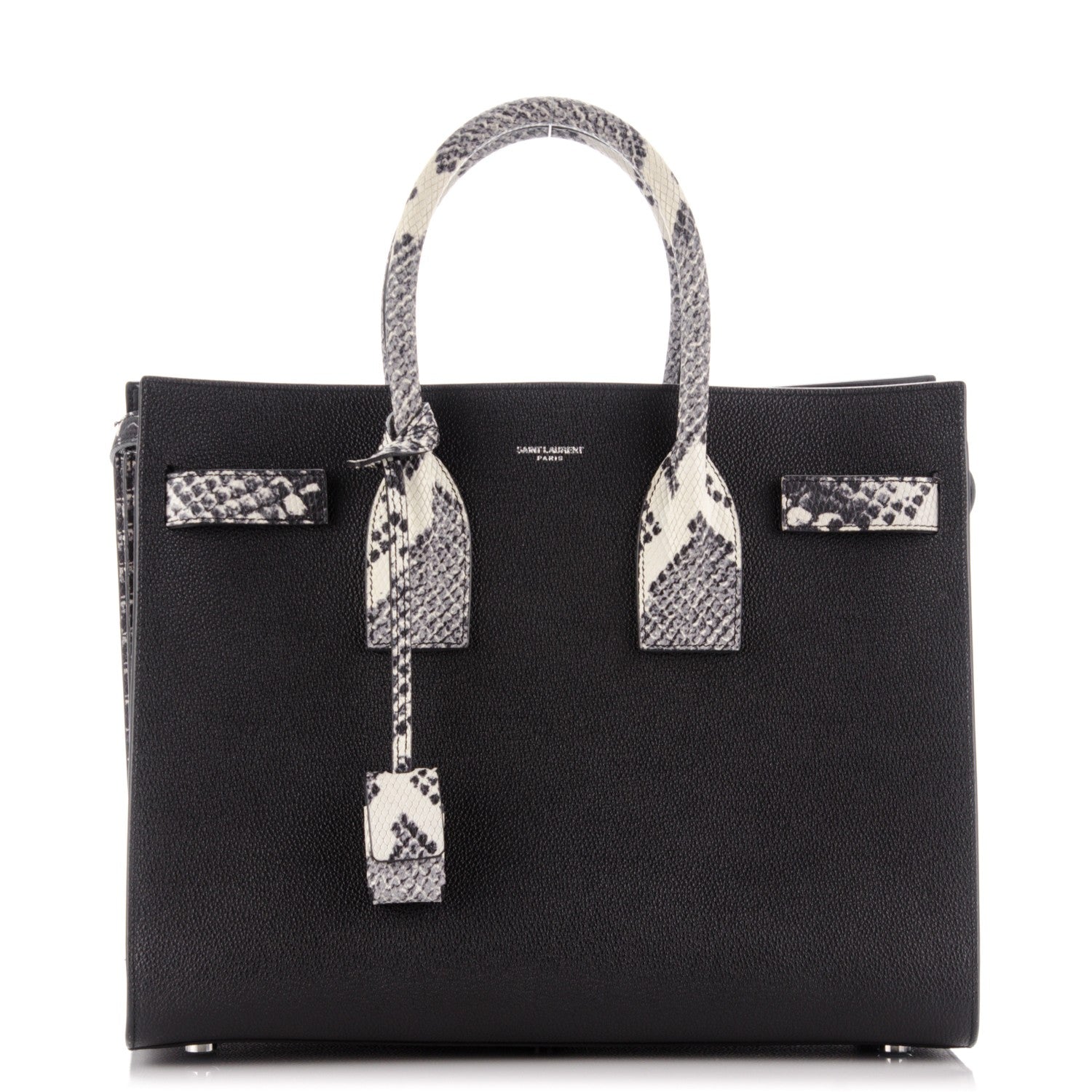 Saint Laurent Grained Calfskin Embossed Python Small Sac De Jour Black 1 of 9