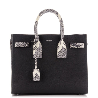 Saint Laurent Grained Calfskin Embossed Python Small Sac De Jour Black 1 of 9
