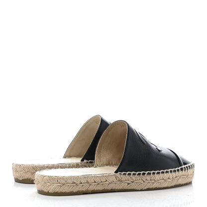 Chanel Iridescent Goatskin Patent CC Espadrille Mules 35 Black 3 of 4