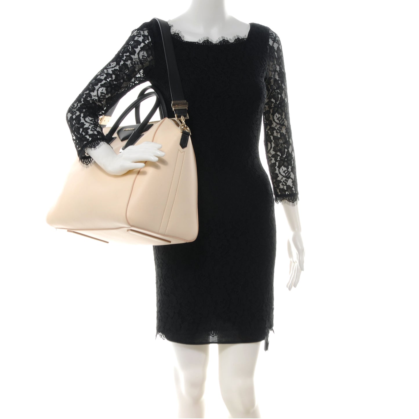 Calfskin Medium Tri-Color Antigona Beige Black Silver