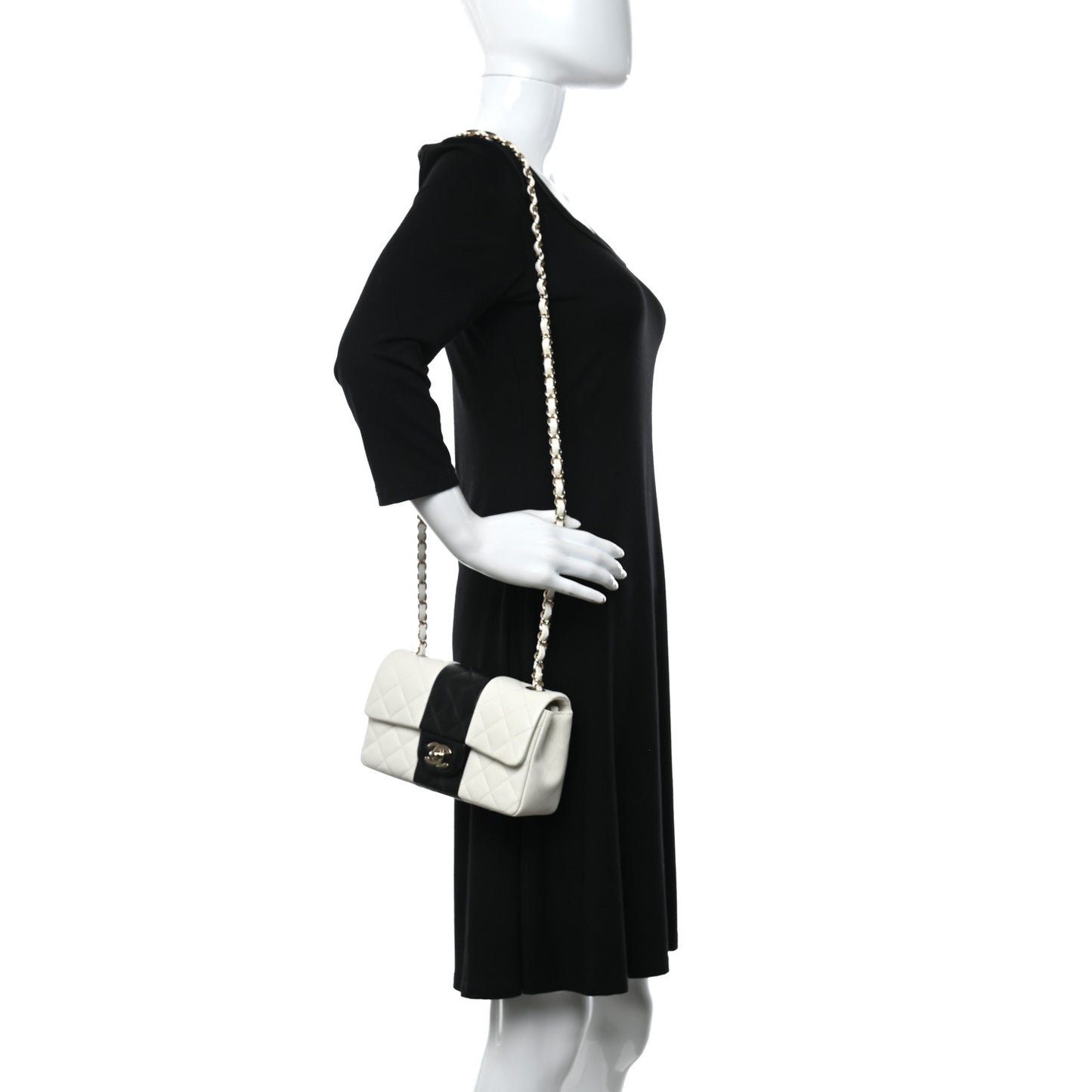 Lambskin Quilted Mini Rectangular Flap White Black