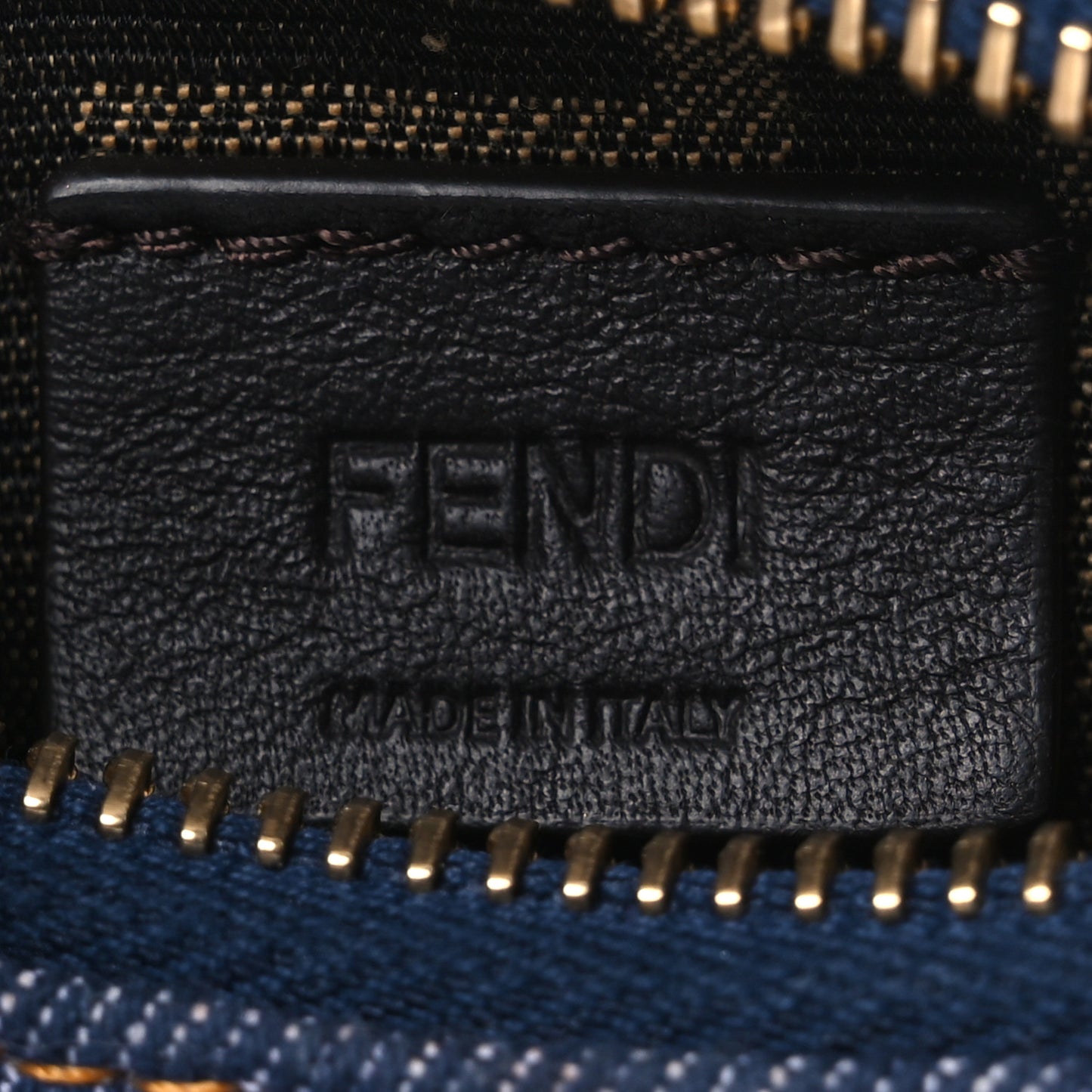Denim Shiny Nappa Nano Fendigraphy Hobo Charm Blue Moro