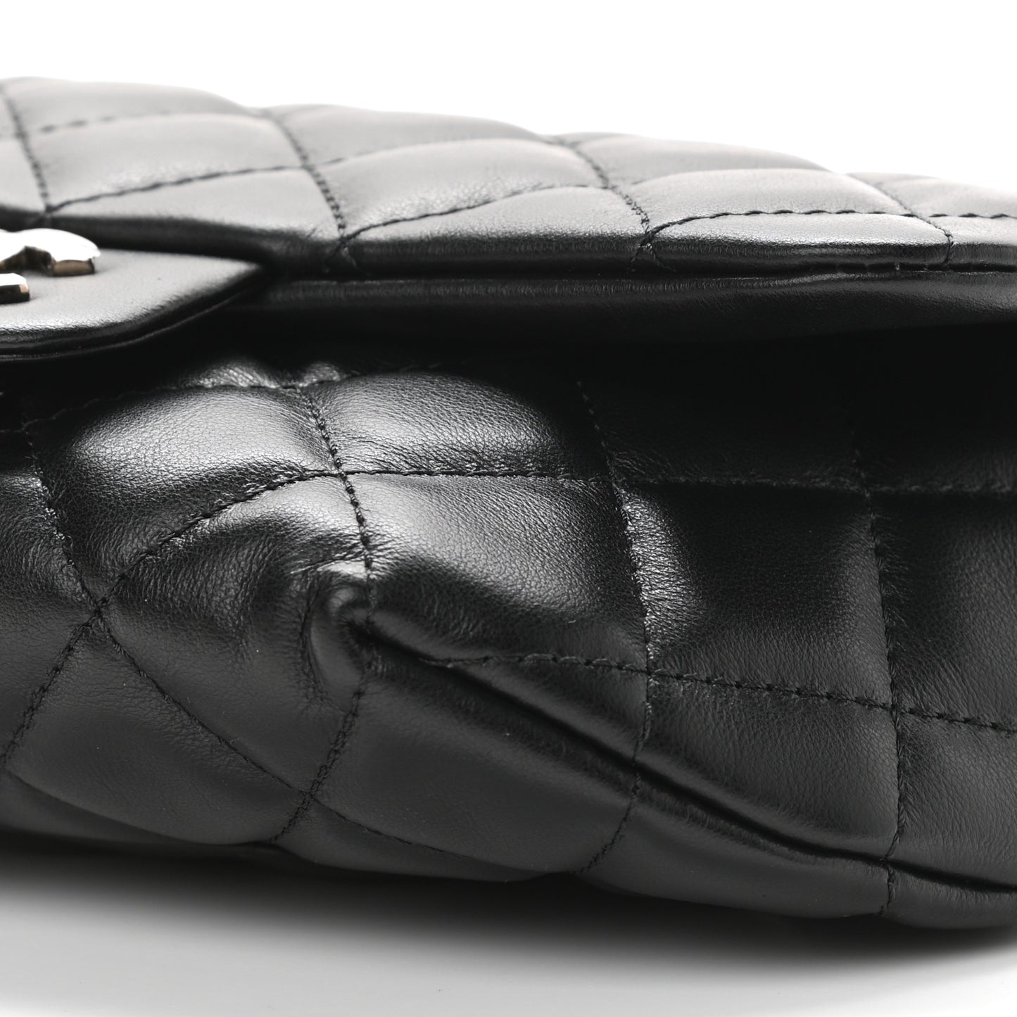 Calfskin Quilted CC Uniform Flap Belt Bag Black