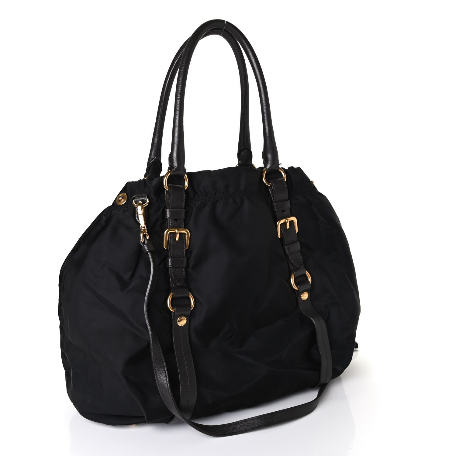 Prada Tessuto Nylon Jacquard Logo Tote Black 2 of 4
