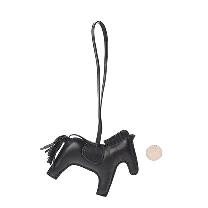 Hermes Milo Lambskin Grigri Rodeo Horse Bag Charm MM So Black 2 of 5