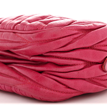 Miu Miu Vitello Lux Matelasse Zip Shoulder Bag Fuxia 9 of 11