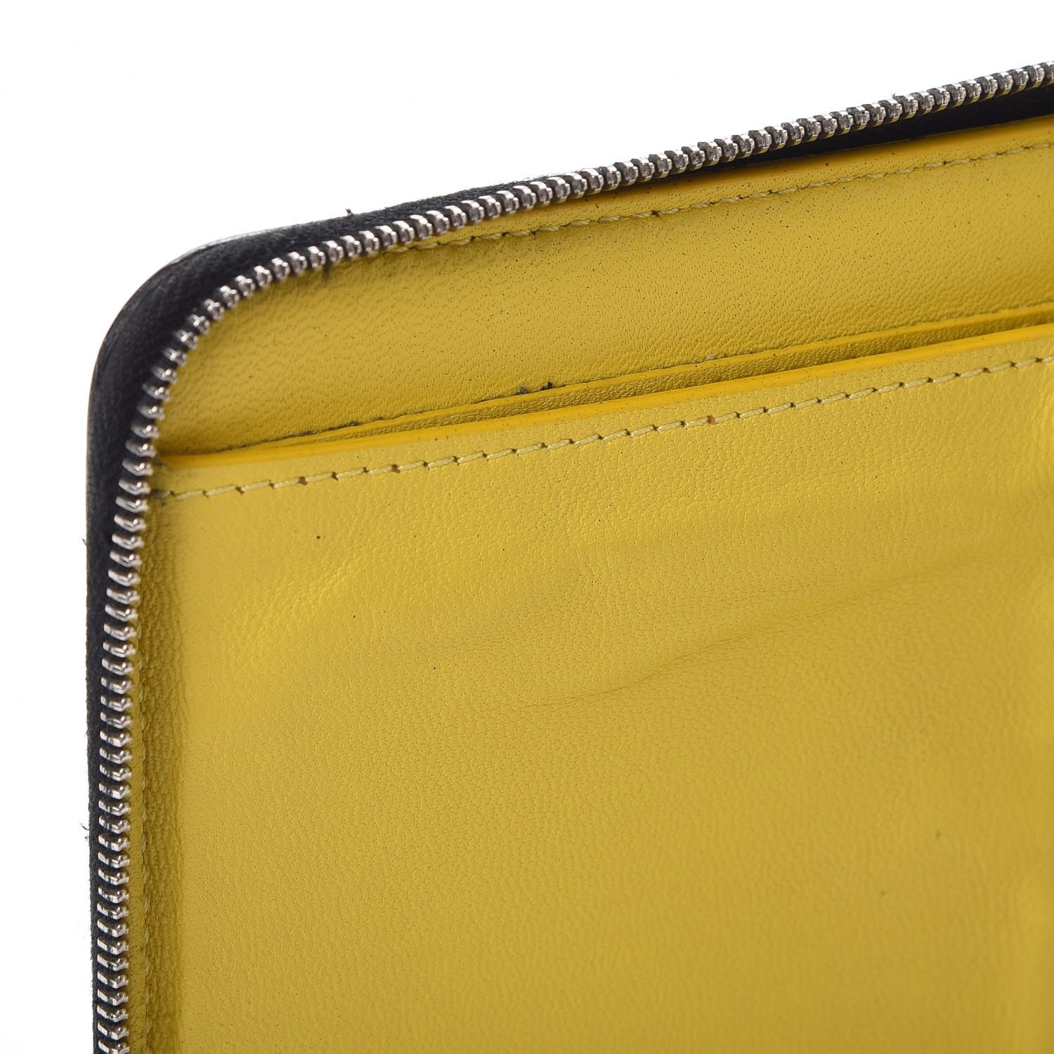 Celine Drummed Calfskin Zip Around Organizer Wallet Black Citron 8 of 15