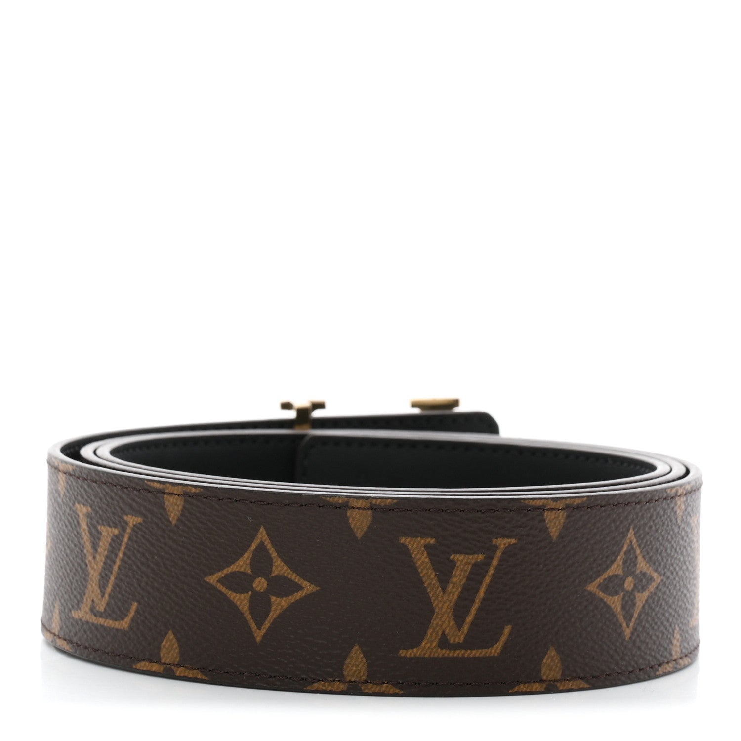 Louis Vuitton Calfskin Monogram 30mm LV Initiales Reversible Belt 110 44 Black 2 of 5