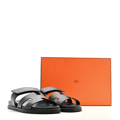 Hermes Calfskin Womens Chypre Sandals 38.5 Black 10 of 10