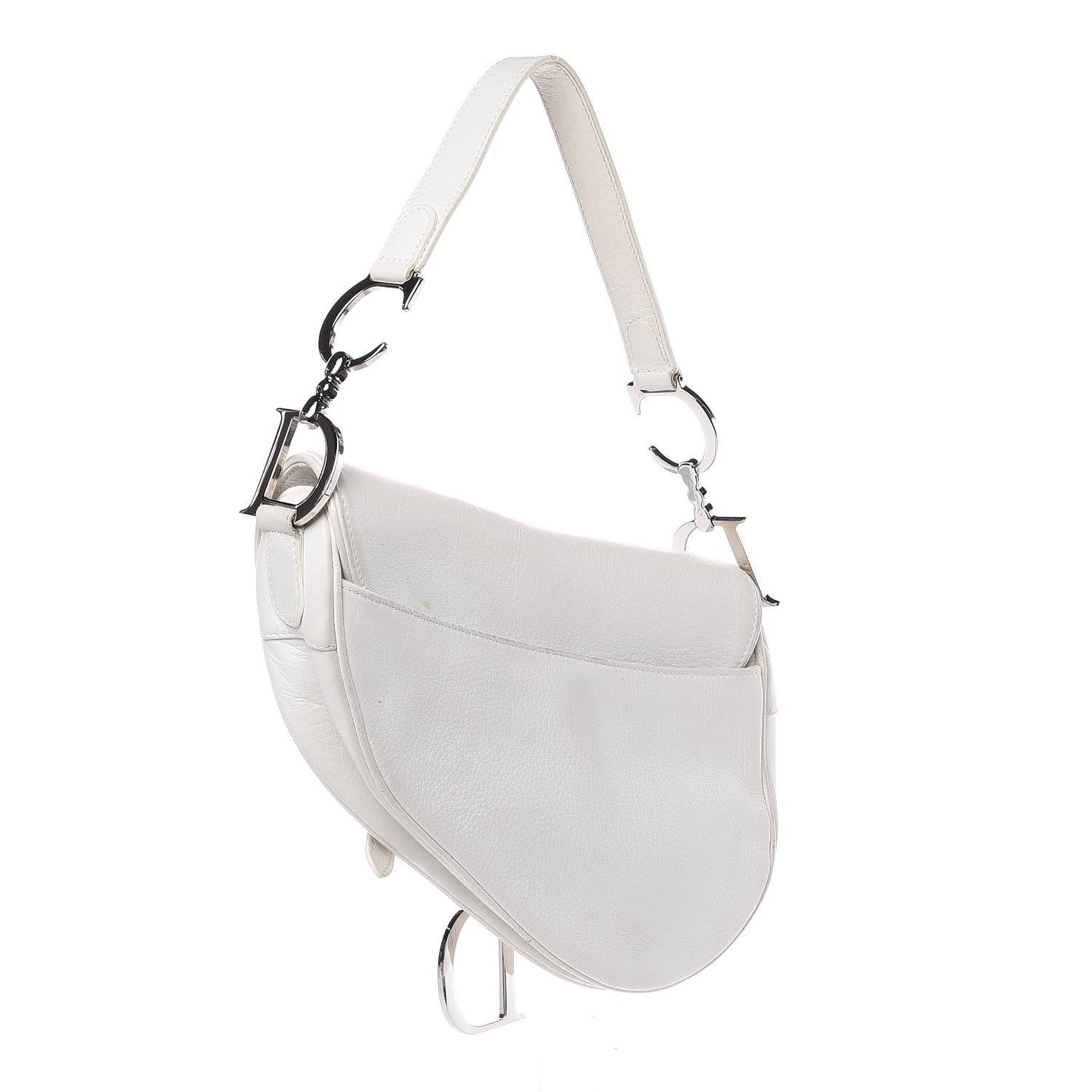 Calfskin Embroidered Romantic Flowers Saddle Bag White