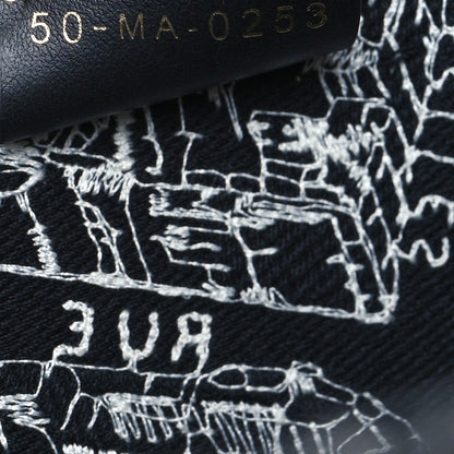 Christian Dior Canvas Embroidered Large Plan De Paris Book Tote Black White 7 of 9