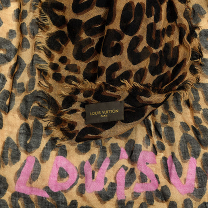 Louis Vuitton Cashmere Silk Leopard Etole Stole Marron 3 of 4