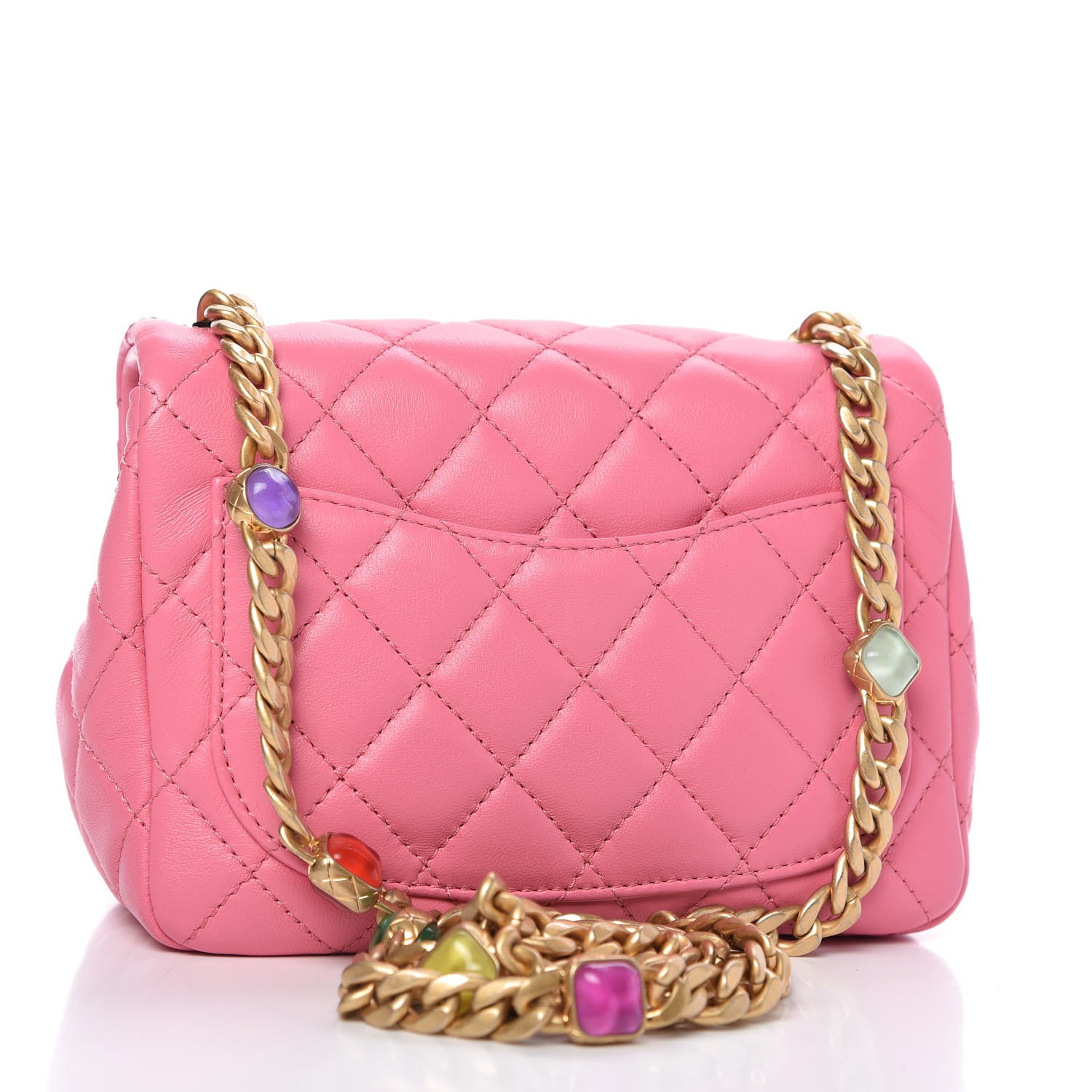Chanel Lambskin Resin Quilted Mini Pearl Samba Square Flap Pink 3 of 10