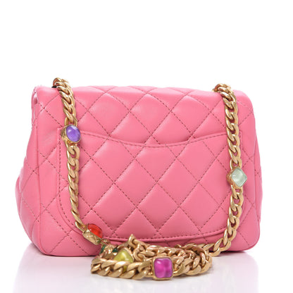 Chanel Lambskin Resin Quilted Mini Pearl Samba Square Flap Pink 3 of 10