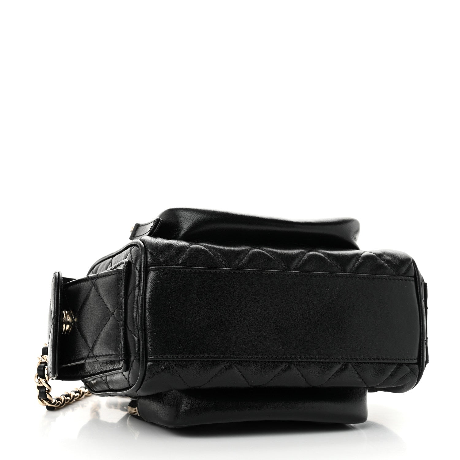 Chanel Shiny Crumpled Lambskin Quilted Small Preppy Pocket Camera Case Black 4 of 10
