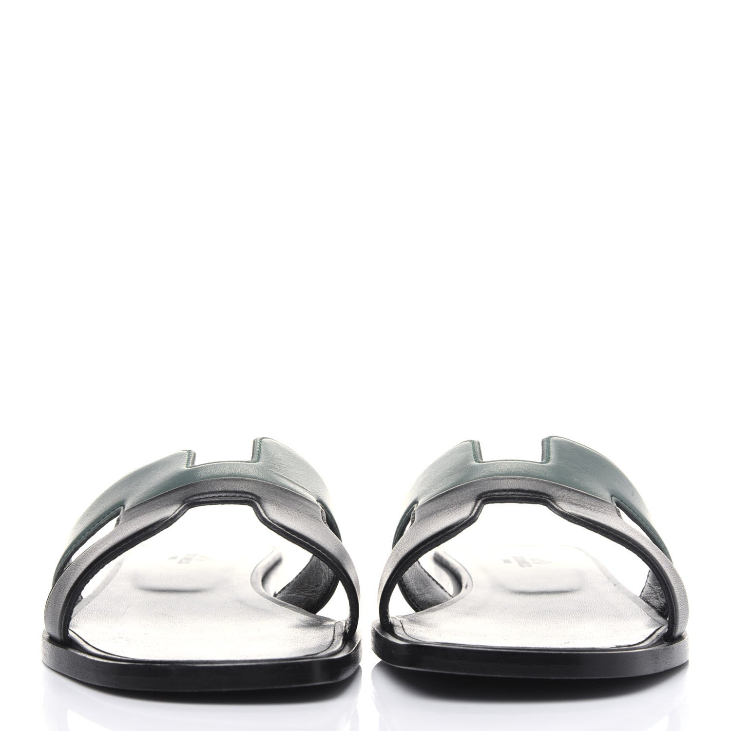 Hermes Box Calfskin Oran Sandals 39 Black Lichen 2 of 9