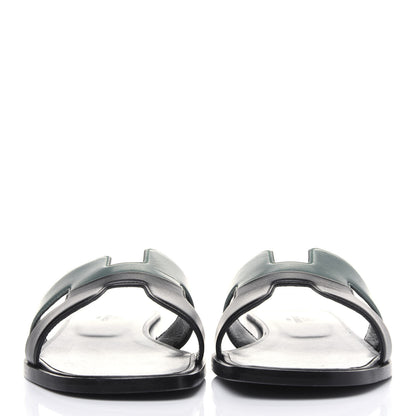 Hermes Box Calfskin Oran Sandals 39 Black Lichen 2 of 9
