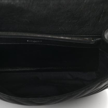 Saint Laurent Sheepskin Matelasse Chevron Monogram Large College Satchel Black 4 of 8