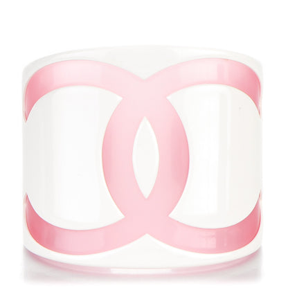 Chanel Resin CC Wide Cuff White Pink 1 of 4
