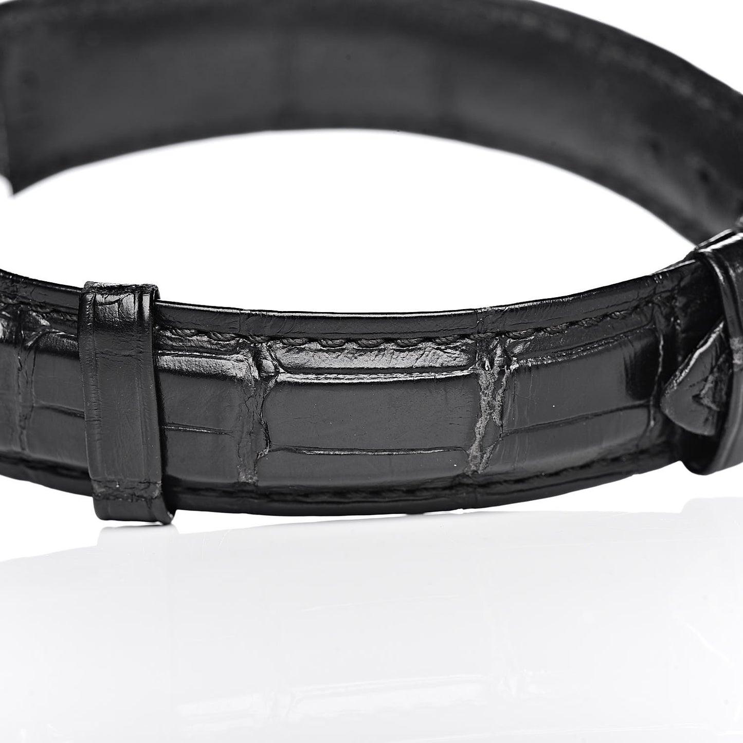 Stainless Steel Alligator Diamond 35mm Atlas Chronograph Quartz Watch Black