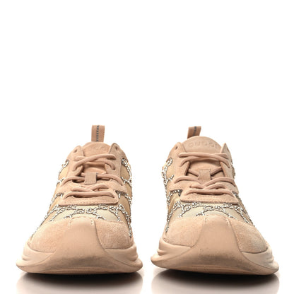 Gucci Tela Retino Mesh Crystal Suede GG Monogram Womens Gucci Run Sneakers 38.5 Light Powder Skin Rose Silver 3 of 9