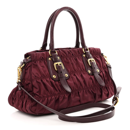 Prada Tessuto Nylon Nappa Gaufre Shopping Satchel Granato 3 of 14