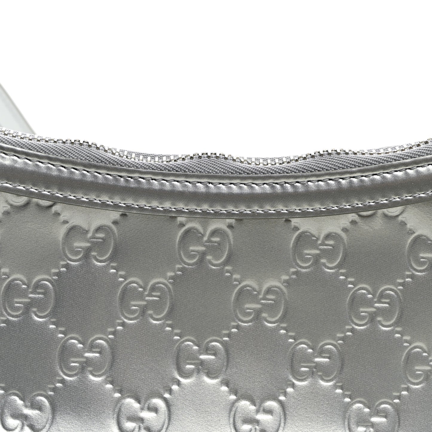 Shine Guccissima Emblem Small Shoulder Bag Silver