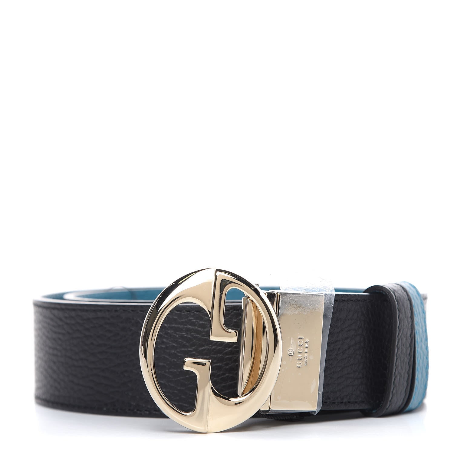 Gucci Dollar Calfskin 1973 Reversible Belt 80 32 Black Deep Cobalt 1 of 5