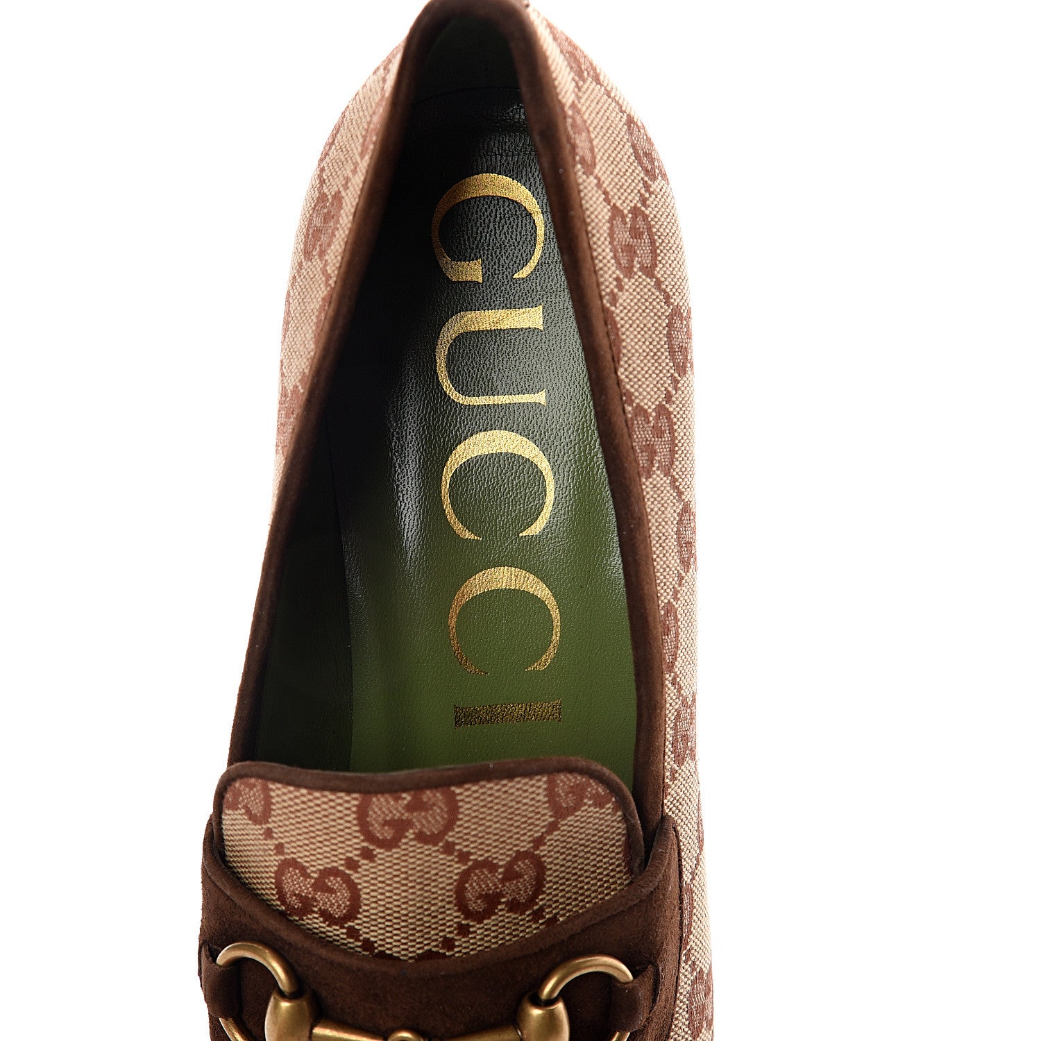 Gucci GG Monogram Suede Houdan Mid Heel Platform Loafers 40 Beige Ruggine Maroon 5 of 7