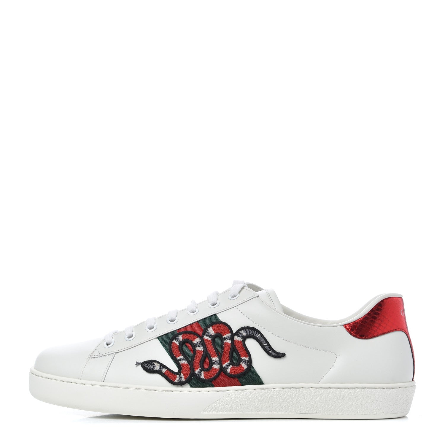 Gucci Calfskin Ayers Kingsnake Embroidered Mens Ace Sneakers 11 Green Red 1 of 9