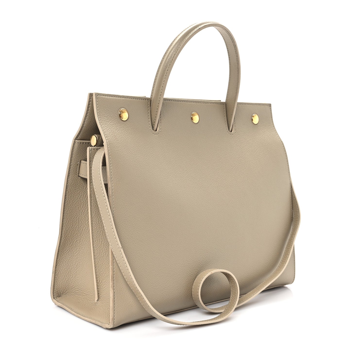 Grainy Calfskin Medium Title Bag Honey