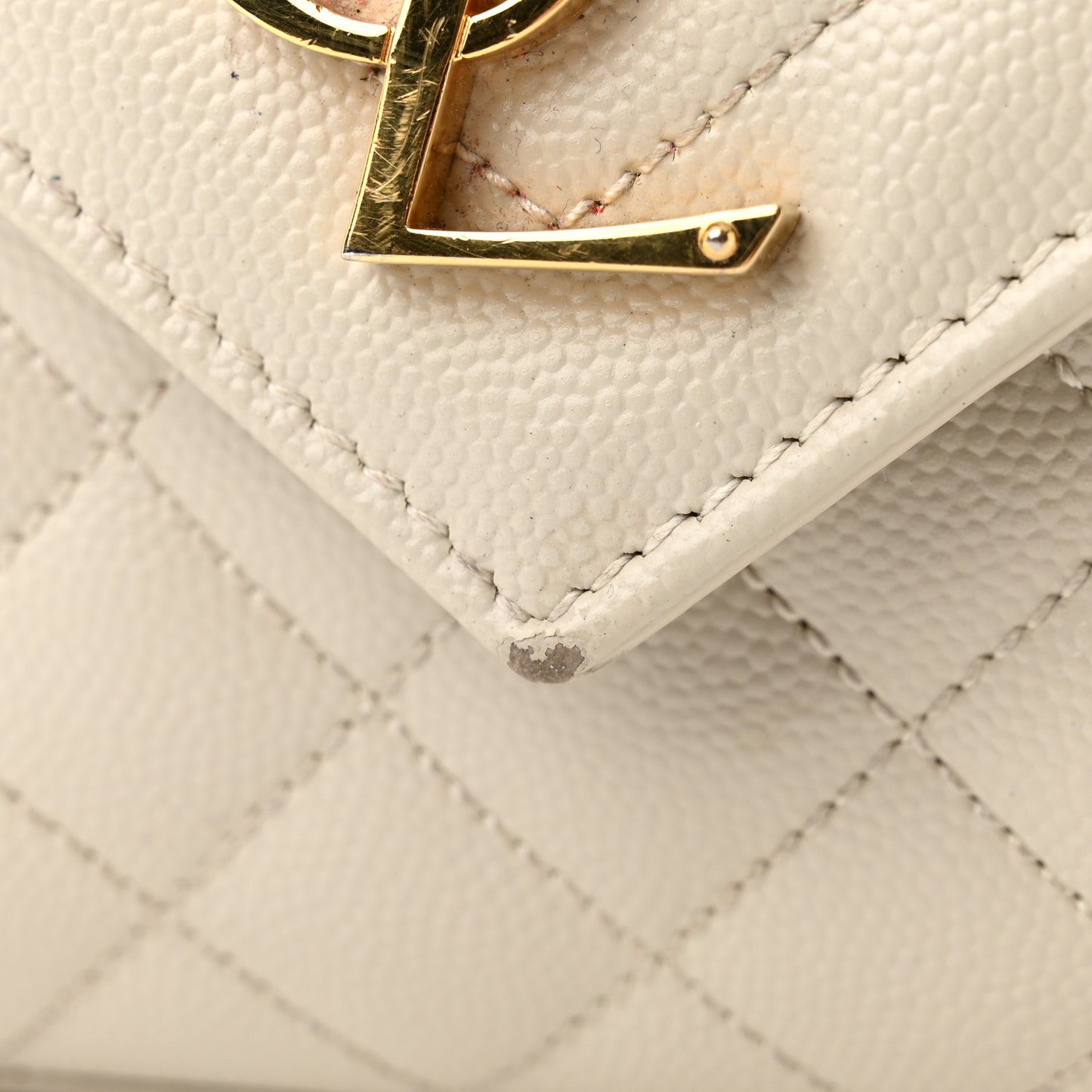 Grain De Poudre Textured Mixed Matelasse Medium Triquilt Monogram Satchel Crema Soft