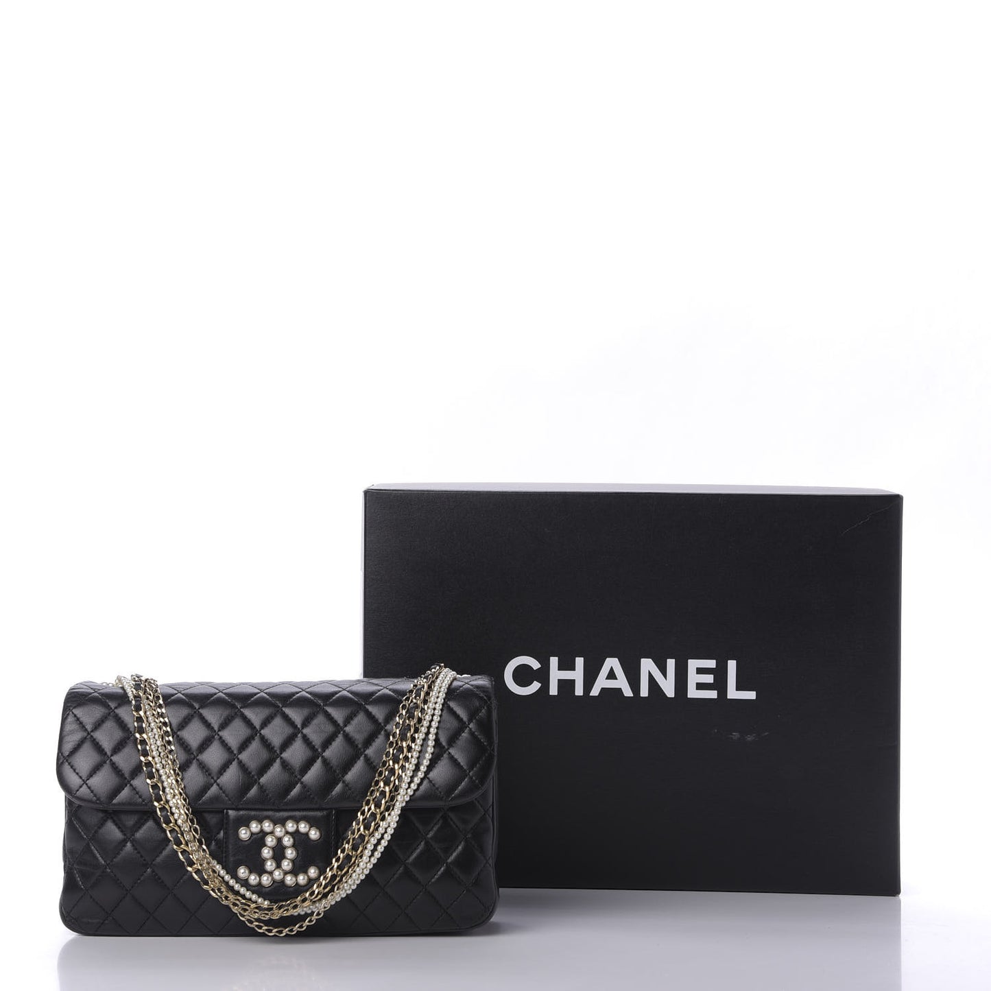 Lambskin Medium Westminster Pearl Flap Black