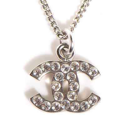 Chanel Crystal CC Timeless Necklace Silver 3 of 6