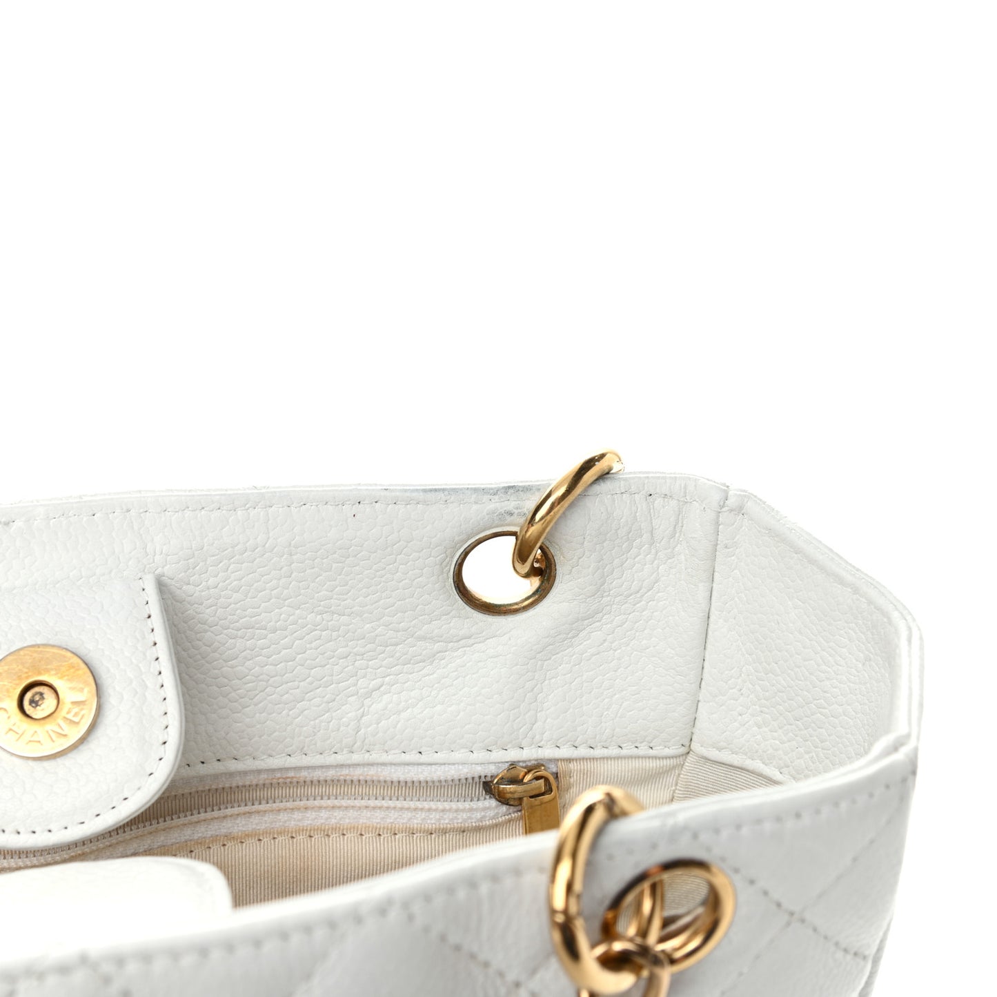 Caviar Petit Shopping Tote PST White