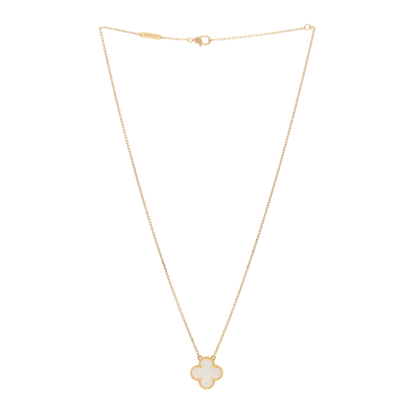 18K Yellow Gold Mother of Pearl Vintage Alhambra Pendant Necklace