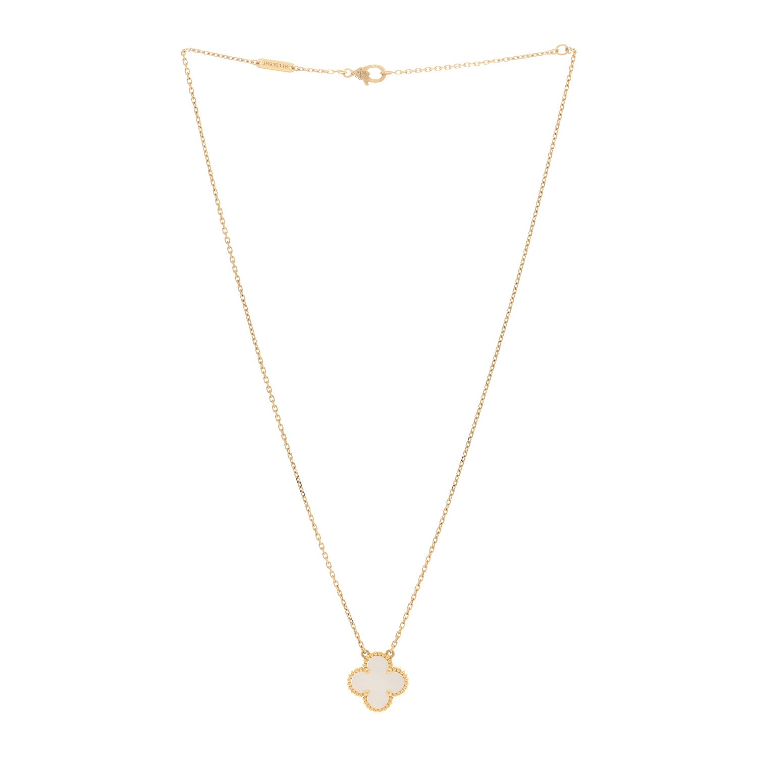 Van Cleef & Arpels 18K Yellow Gold Mother of Pearl Vintage Alhambra Pendant Necklace 2 of 3