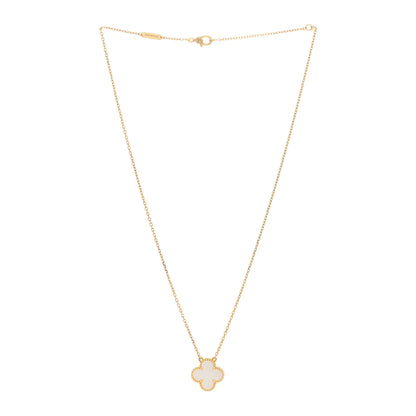 Van Cleef & Arpels 18K Yellow Gold Mother of Pearl Vintage Alhambra Pendant Necklace 2 of 3
