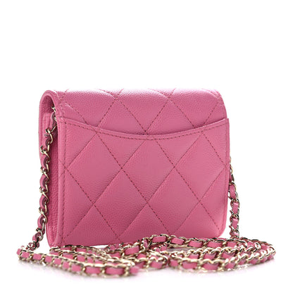 Chanel Caviar Quilted Flap Card Holder On Chain Pink 3 of 10