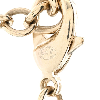 Chanel Metal Crystal Textured CC Logo Star Chain Choker Necklace Gold 5 of 5