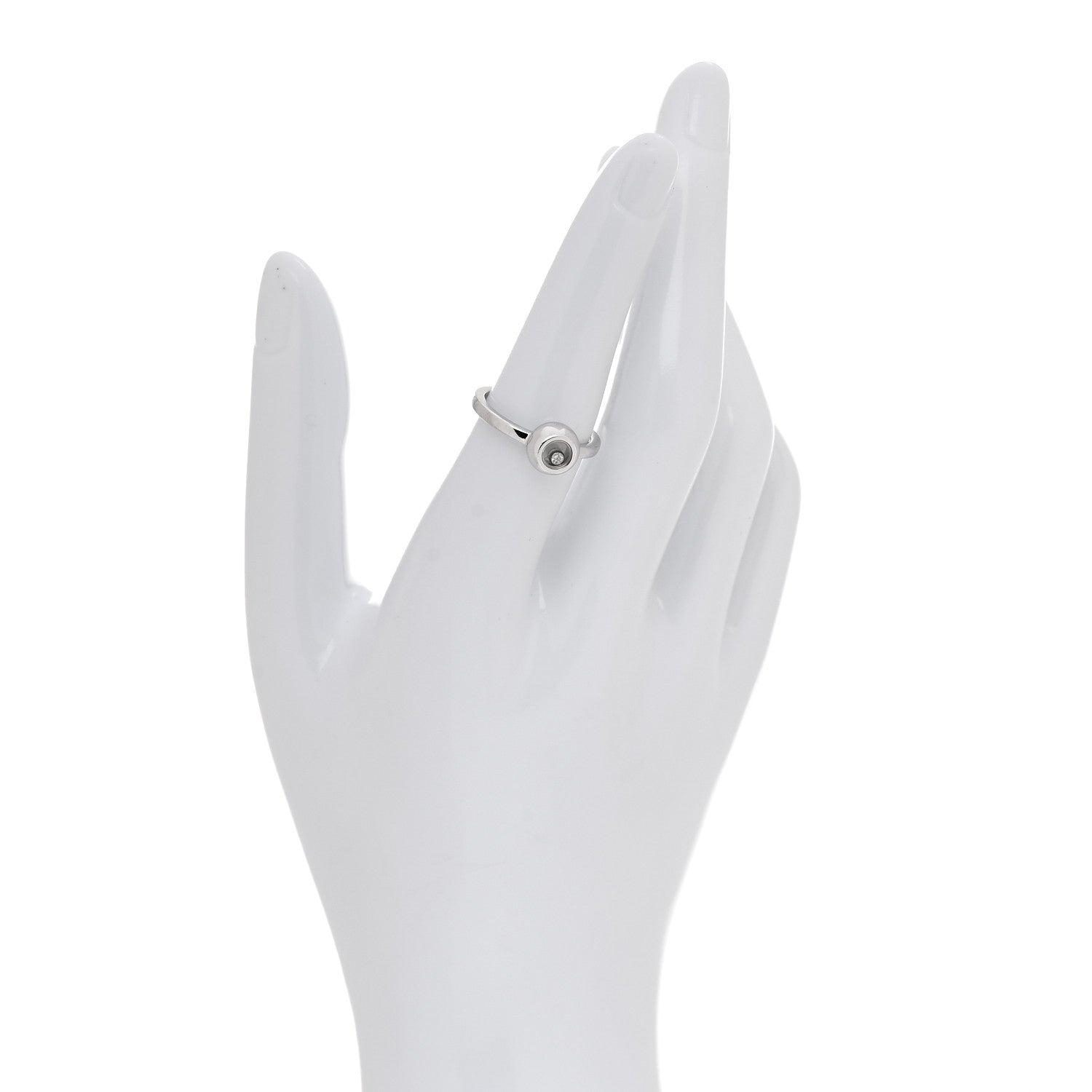 Chopard 18K White Gold Diamond Happy Diamonds Icons Ring 52 6 2 of 4