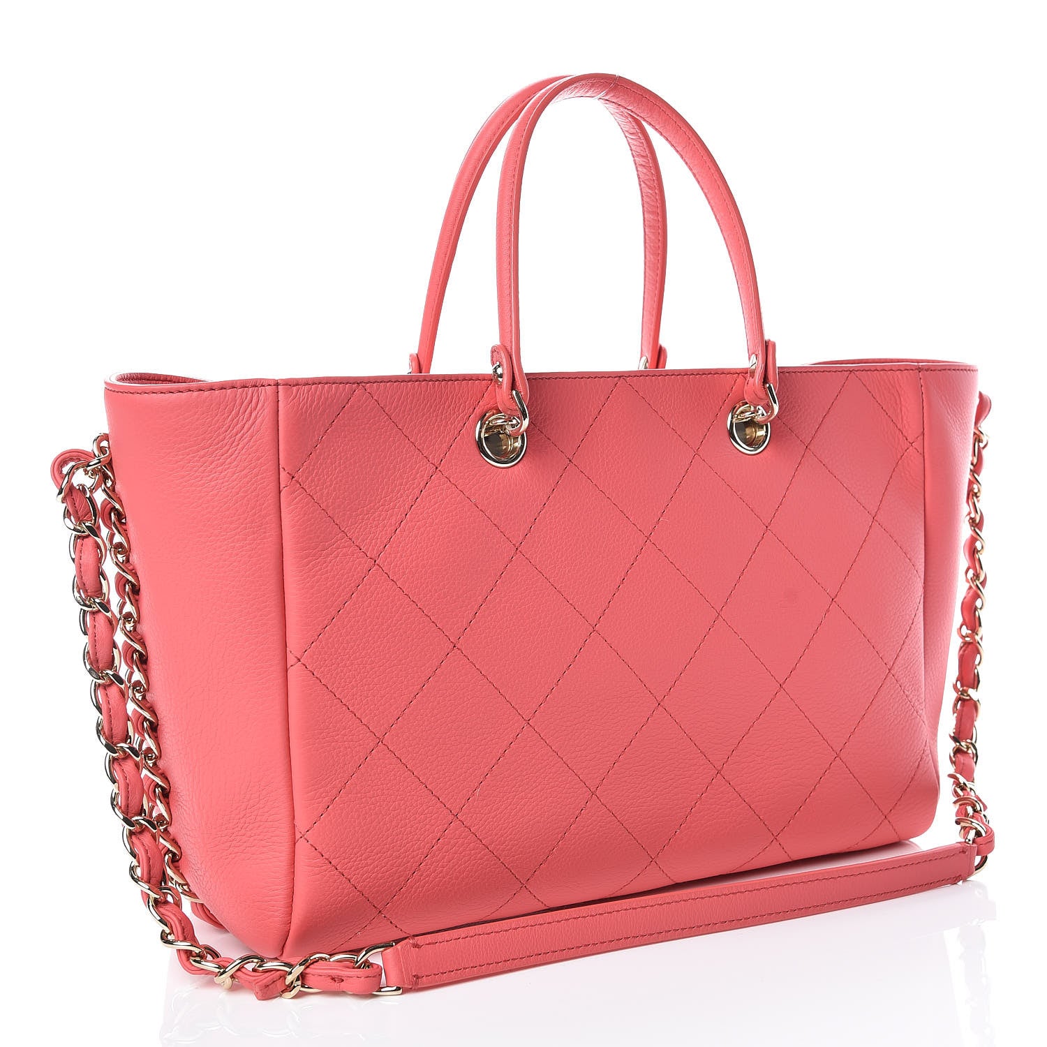 Chanel Bullskin Stitch Small Shopping Tote Pink 4 of 11