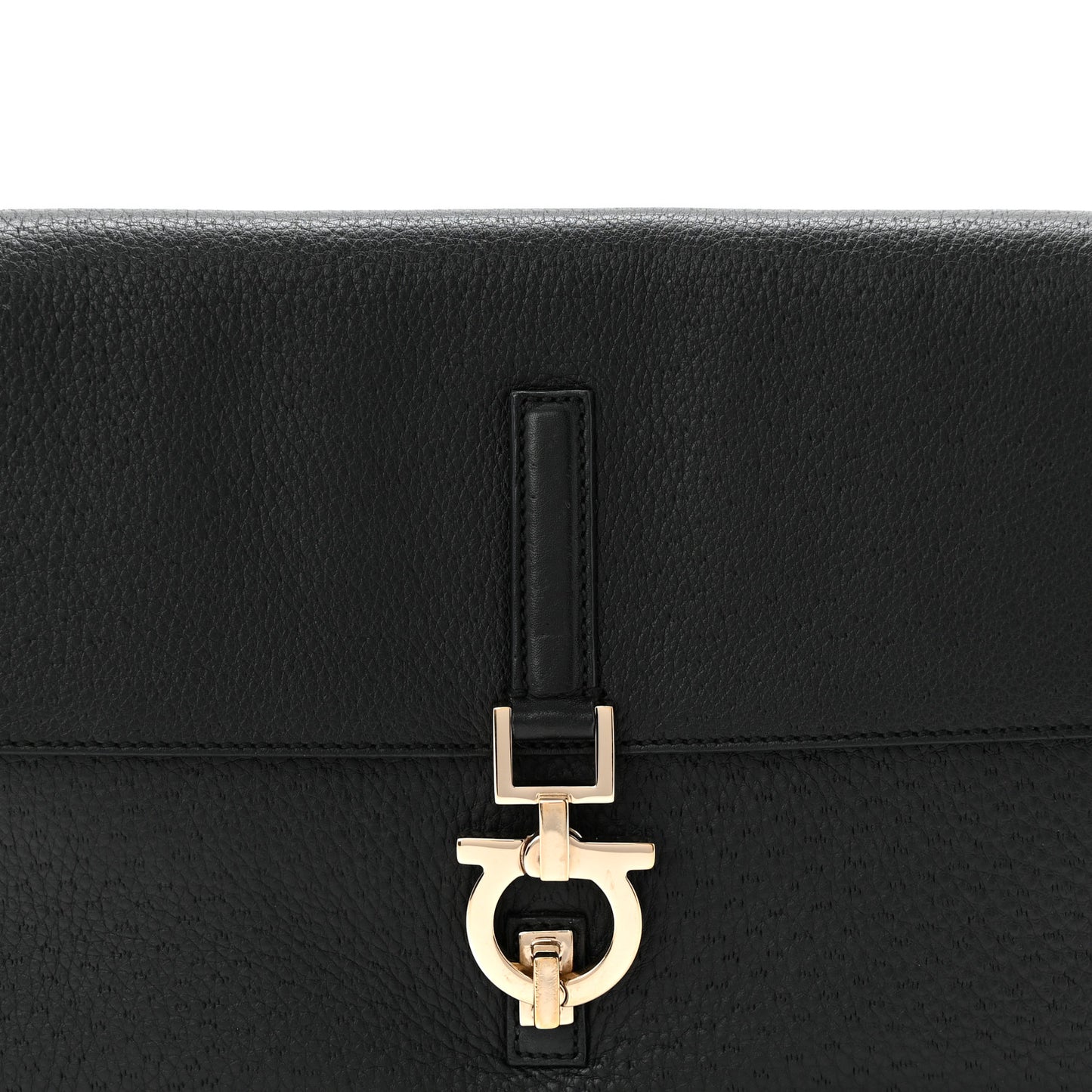 Grained Calfskin Gancini Shoulder Bag Black