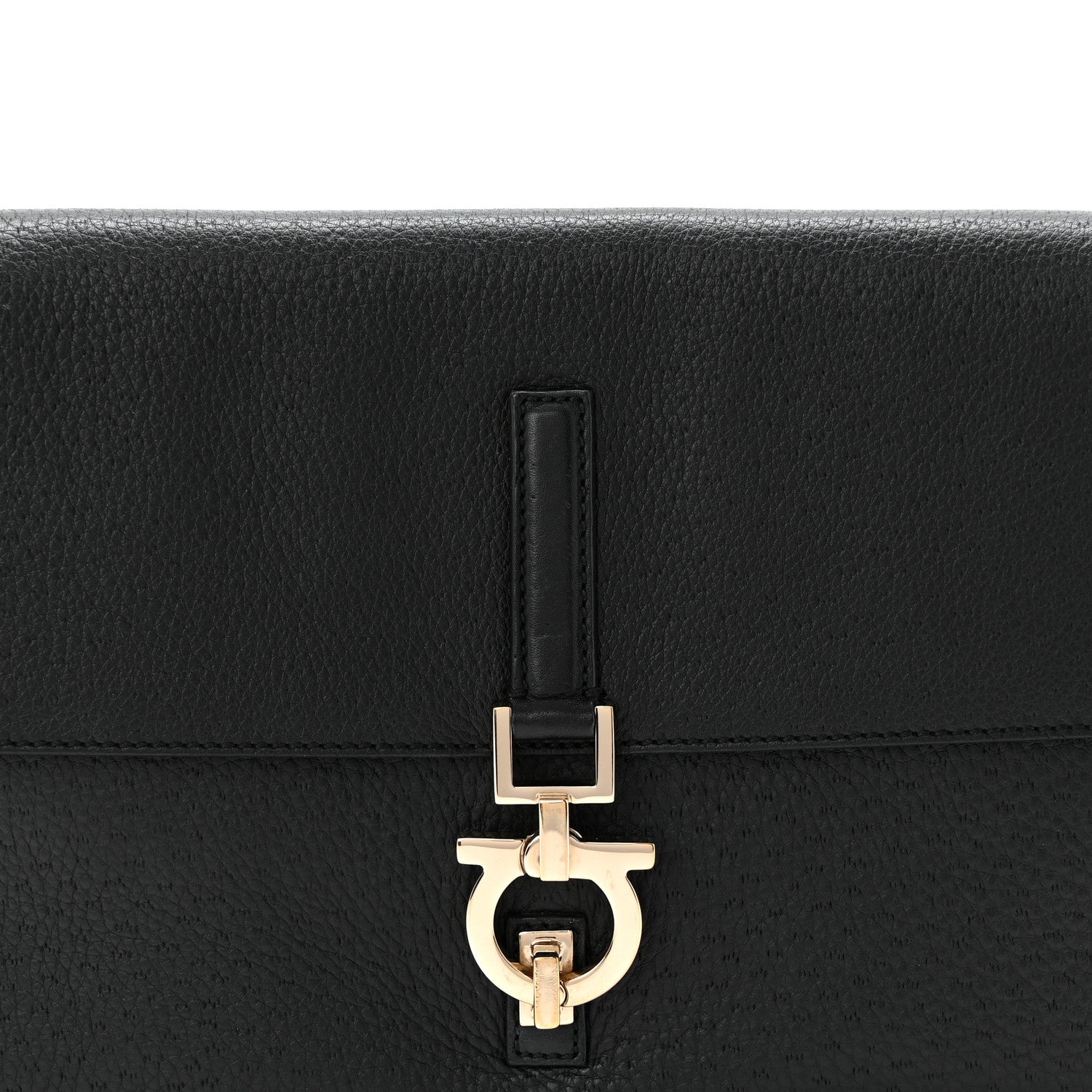 Salvatore Ferragamo Grained Calfskin Gancini Shoulder Bag Black 7 of 10