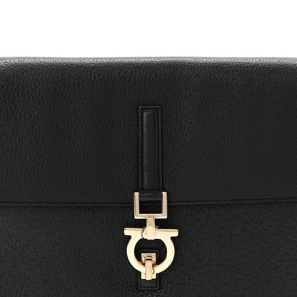 Salvatore Ferragamo Grained Calfskin Gancini Shoulder Bag Black 7 of 10